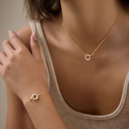 Ensembles de colliers pour femmes Simple Series Elegant Circle en acier inoxydable étanche couleur or