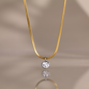 Colliers Pendentifs Pour Femmes En Acier Inoxydable, Étanches, Couleur Or, Avec Zircon Et Motif Goutte Simple h5 Image2