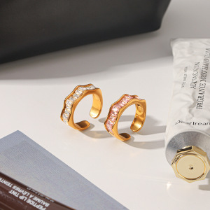 Bagues Pour Femmes En Acier Inoxydable Imperméable, De Forme Irrégulière, Ornées De Zircon, Au Style Luxueux Et Simple, Parfaites Au Quotidien. h5 Image4