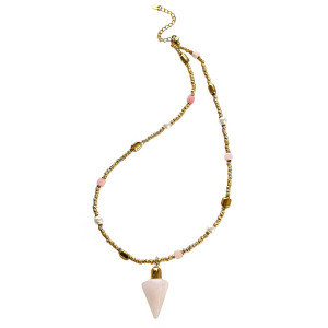 Colliers De Perles Pour Femmes, Style Ethnique Rétro, En Forme De Triangle, Avec Pierres Naturelles Et Perles Artificielles h5 Image5