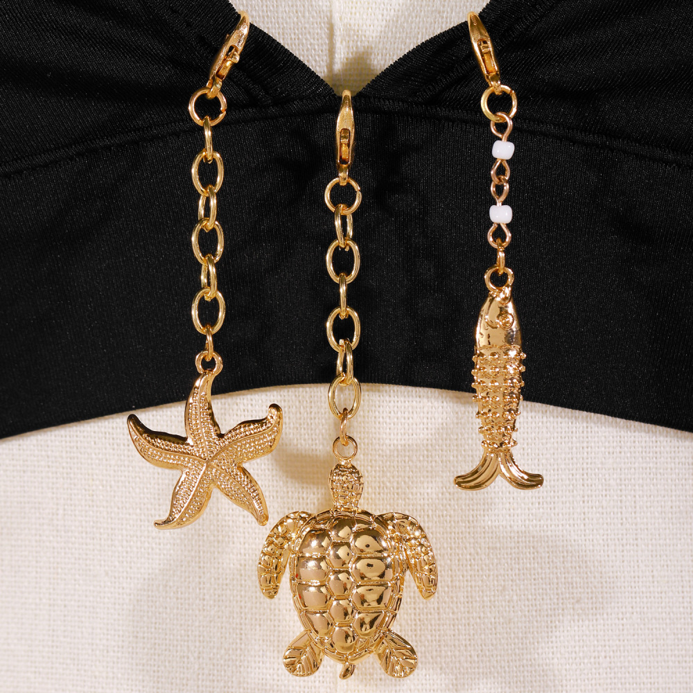 Porte-Clés En Alliage, Forme Irrégulière, Coquillage Et Étoile De Mer, Style Océanique, Collection Romantique, Idéal Pour Les Vacances. Image2
