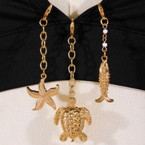 Porte-Clés En Alliage, Forme Irrégulière, Coquillage Et Étoile De Mer, Style Océanique, Collection Romantique, Idéal Pour Les Vacances. h5 Image2
