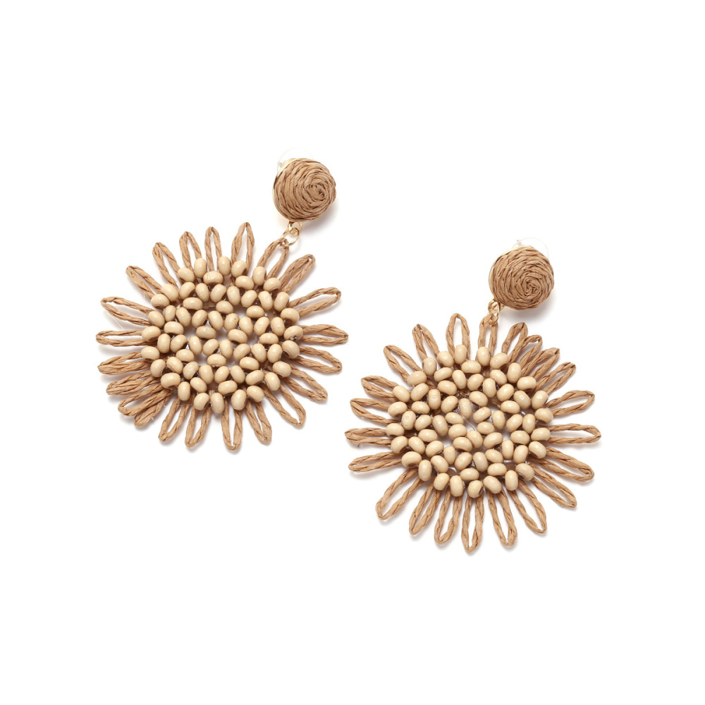 Boucles D'Oreilles Pendantes Pour Femme, Collection Romantique, Perles Et Fleurs, Style Vacances. Image5