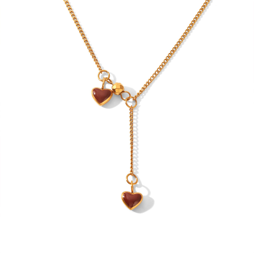 Colliers Pendentifs Pour Femmes Simple Series Daily Heart En Acier Inoxydable Étanche Couleur Or Image6