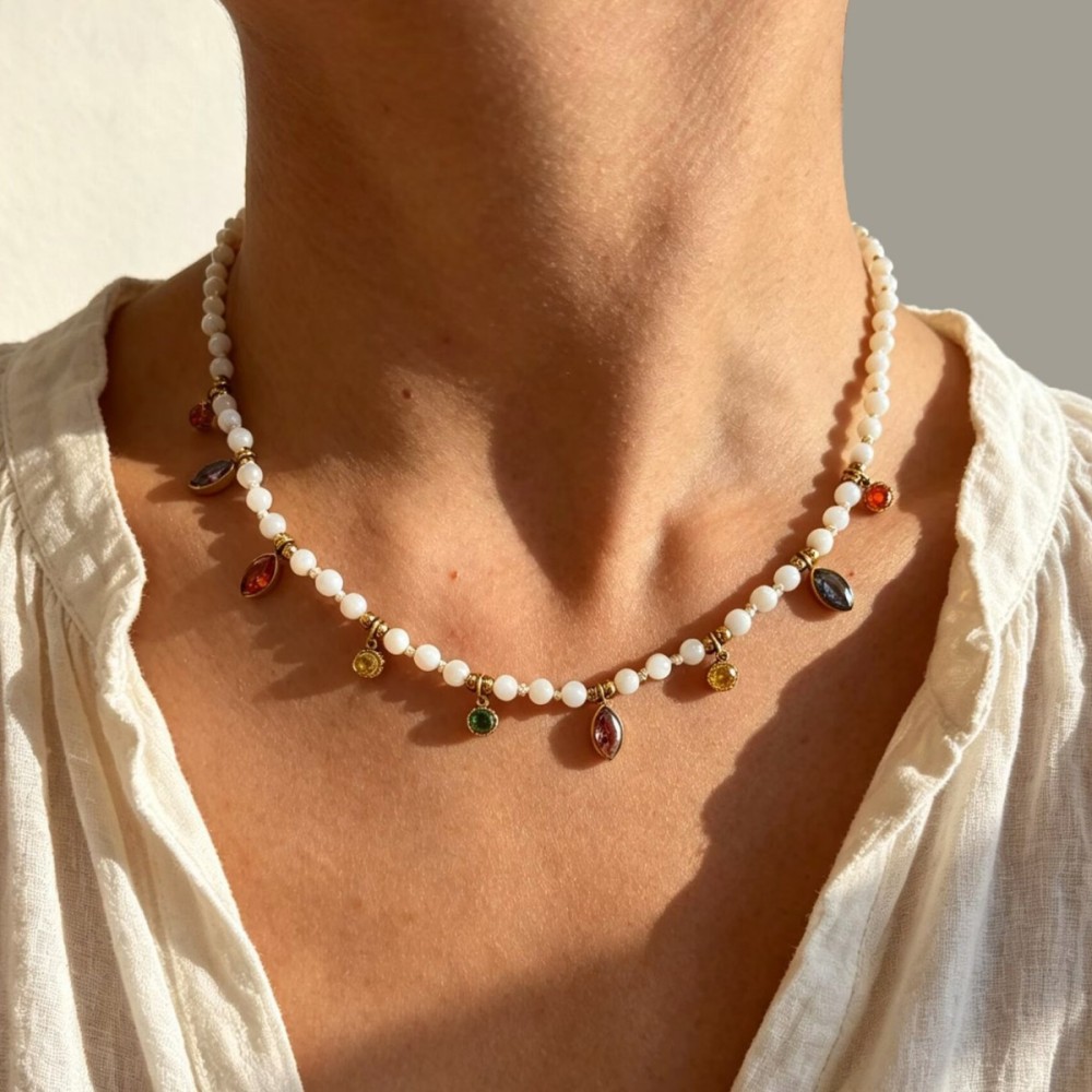 Colliers De Perles Pour Femmes, Collection Rétro Luxueuse, Ornés De Pierres Naturelles Et De Zircon. Image3