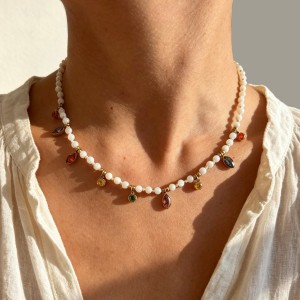 Colliers De Perles Pour Femmes, Collection Rétro Luxueuse, Ornés De Pierres Naturelles Et De Zircon. h5 Image3