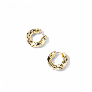 Boucles D'Oreilles Créoles Pour Femmes, Style Classique Irrégulier, Couleur Cuivre Doré, Collection Simple Series h5 Image3