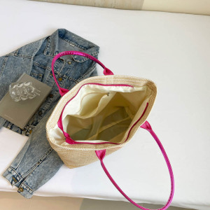 Sac Cabas Femme En Raphia Uni, Brodé Et Tissé, Style Décontracté h5 Image5