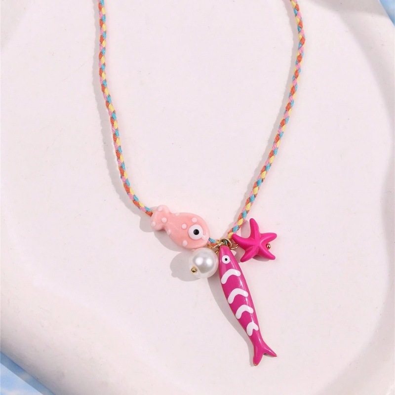 Colliers Pendentifs Pour Femmes En Corde Tressée Avec Motif De Poisson Mignon
