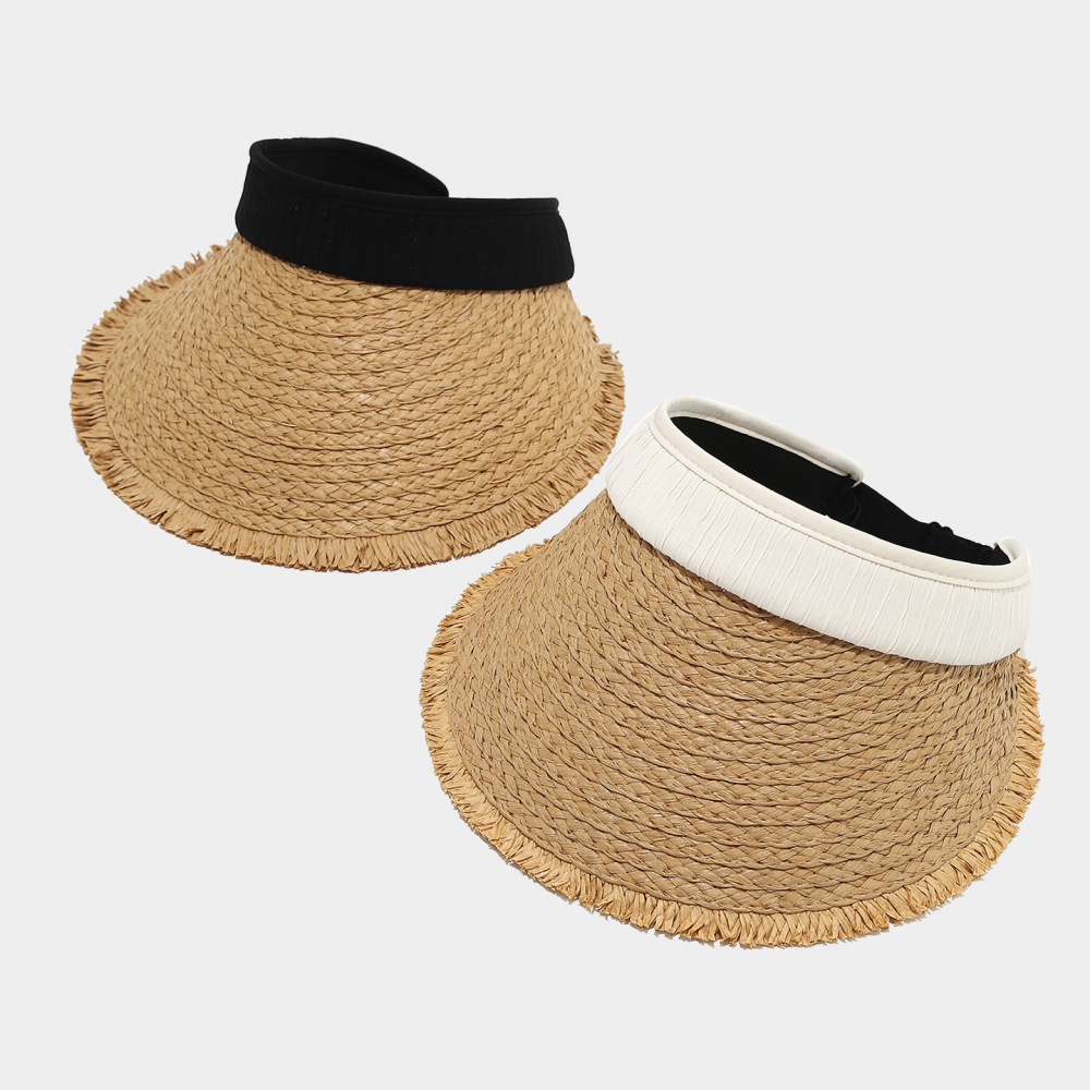 Chapeaux De Paille Tissée En Raphia De Couleur Unie, Collection Simple Series Daily Image3
