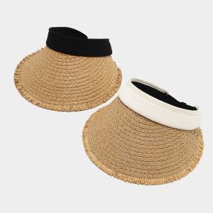 Chapeaux De Paille Tissée En Raphia De Couleur Unie, Collection Simple Series Daily h5 Image3