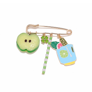 Broches En Alliage De Trèfle Avec Perles De Fruits Naturels De La Série Simple h5 Image3