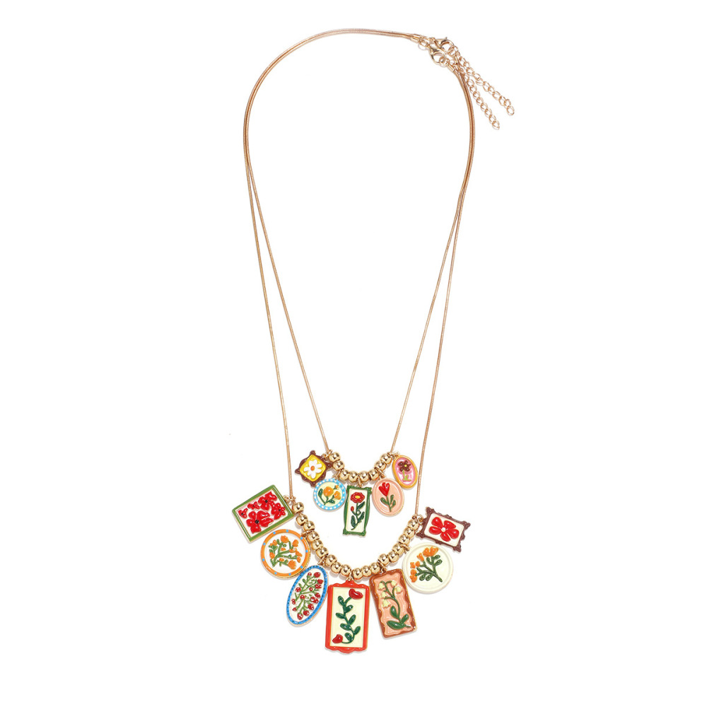 Ensembles De Colliers Pour Femmes En Alliage À Motif Floral Rétro De La Série Romantique Image2