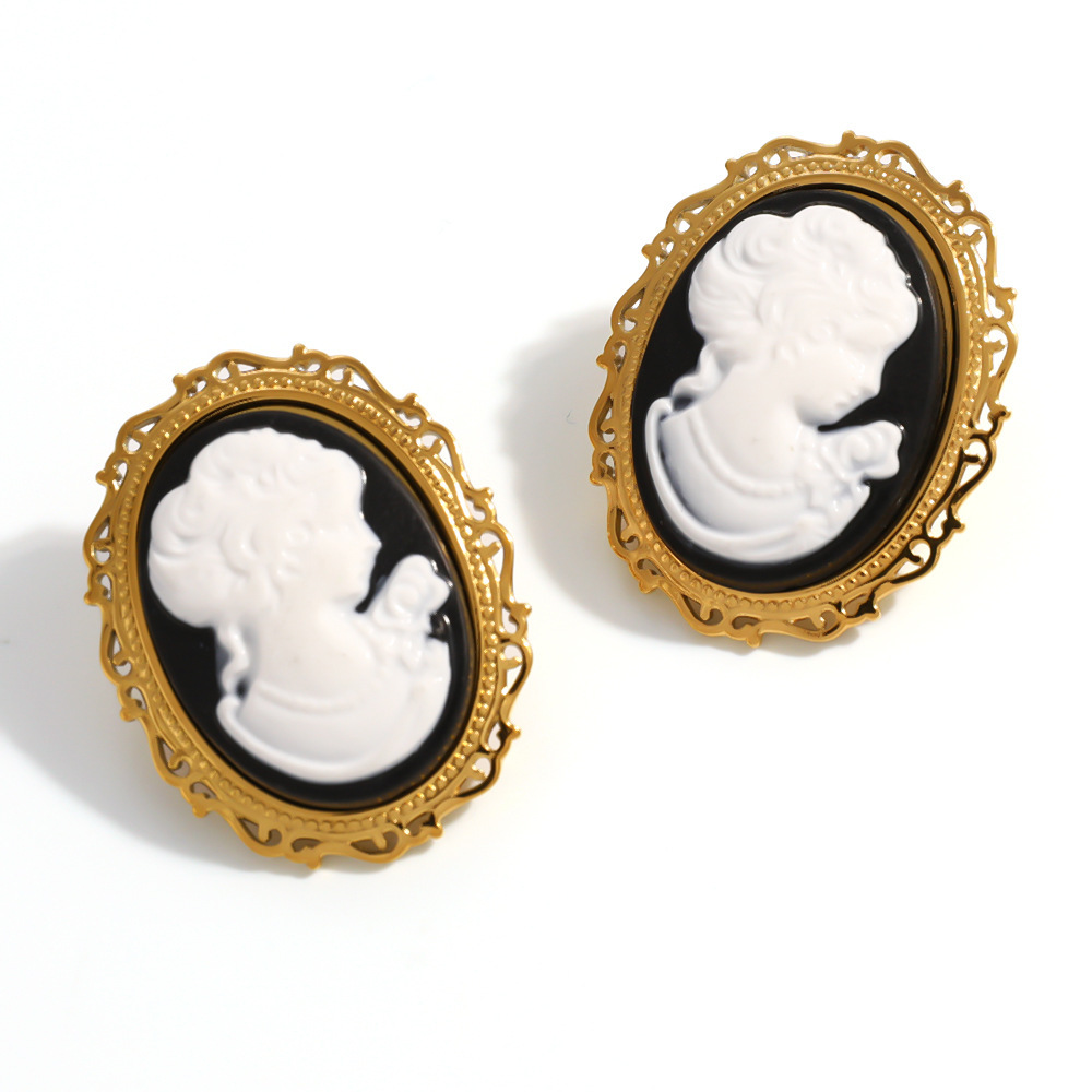 Boucles D'Oreilles Puces Pour Femmes, En Acier Inoxydable, Couleur Or, Collection Classique Daily Figure Image4
