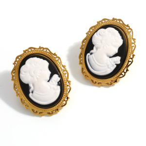 Boucles D'Oreilles Puces Pour Femmes, En Acier Inoxydable, Couleur Or, Collection Classique Daily Figure h5 Image4