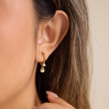 Boucles d'oreilles pendantes pour femmes, en acier inoxydable étanche, couleur or, modèle Simple Droplet
