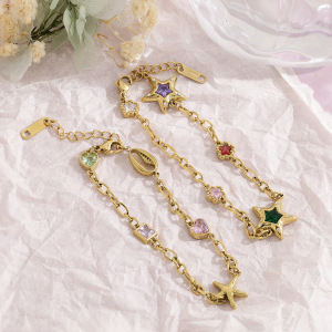 Bracelets À Breloques Pour Femmes En Acier Inoxydable, Étanches, Couleur Or, Avec Étoile De Mer Et Strass, Ornés D'Étoiles De Mer. h5 Image4