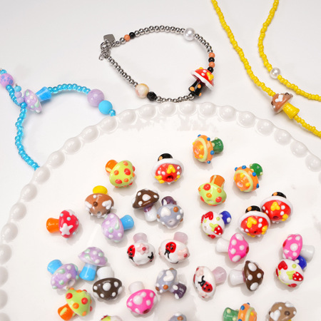 Perles à émailler pour bijoux - Série simple à faire soi-même - Mini champignons mignons - Série simple - Mini champignons - Perles à émailler 2