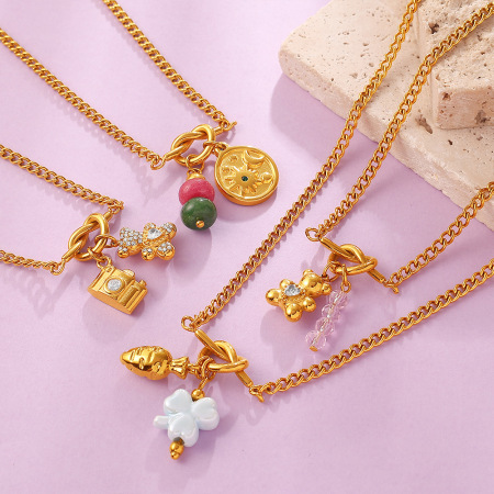 Ensembles de bijoux pour femmes en acier inoxydable, couleur or, simples, doux et irréguliers, en forme de cœur, d'animal et de soleil. 2