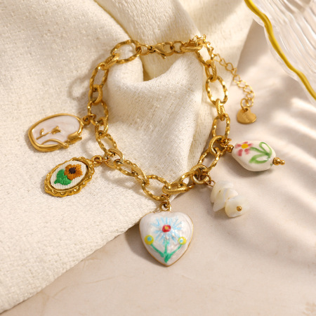 Colliers pendentifs pour femmes, collection romantique, motif floral en forme de cœur irrégulier, en acier inoxydable étanche couleur or 2