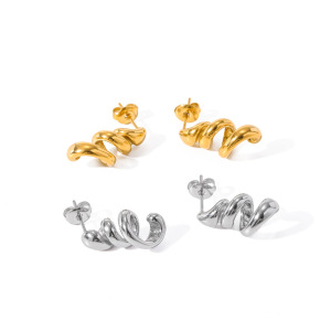 Boucles D'Oreilles Puces Pour Femmes En Acier Inoxydable Étanche, Couleur Or h5 Image4