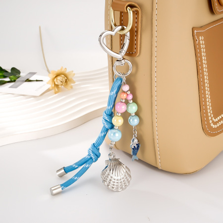 Collection Simple, perles décontractées style océanique, coquillages et étoiles de mer de couleurs assorties, breloques métalliques pour sac 2