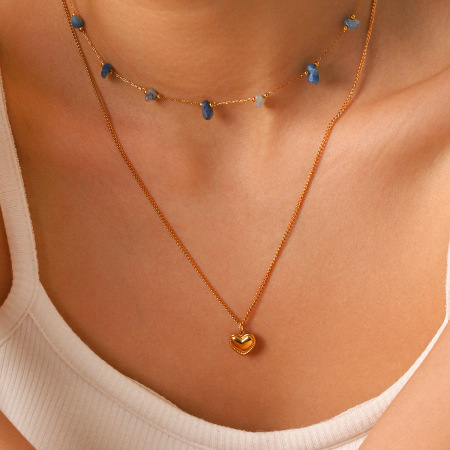 Colliers pendentifs pour femmes Simple Series Daily Heart en acier inoxydable étanche couleur or