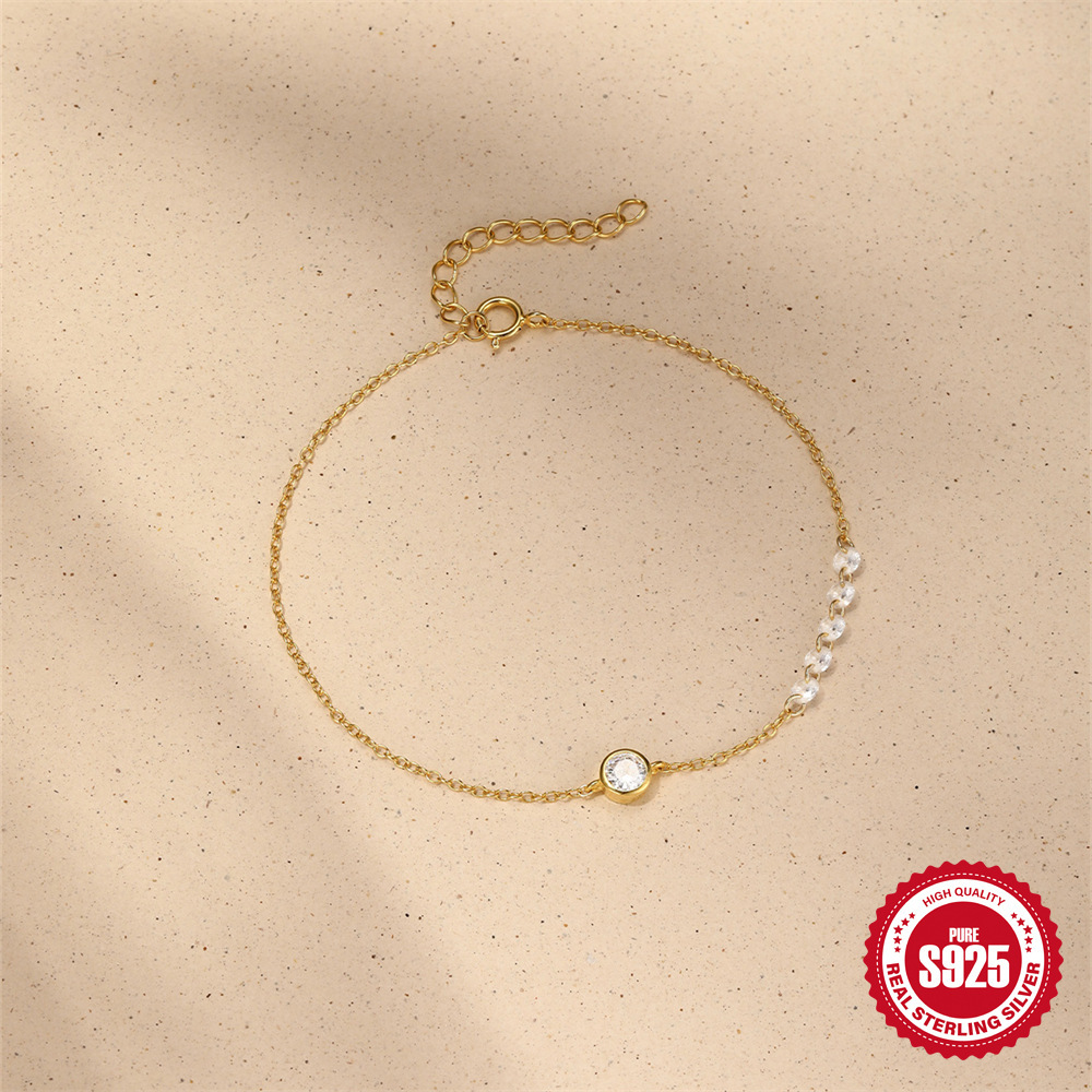 Ensemble De Bijoux Pour Femme En Argent Sterling 925, Orné D'Une Élégante Chaîne Et D'Un Zircon Couleur Or, Dans Une Luxueuse Série S925. Image4