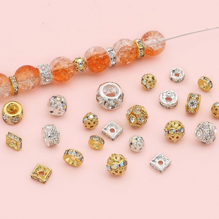 Perles de bijou rondes simples à faire soi-même, couleur cuivre et or 2