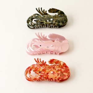 Pinces À Cheveux En Acétate, Couleur Unie, Style Océanique, Avec Perles Artificielles, Homard Naturel, Série Simple h5 Image2