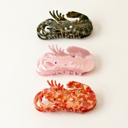 Pinces à cheveux en acétate, couleur unie, style océanique, avec perles artificielles, homard naturel, série Simple 2