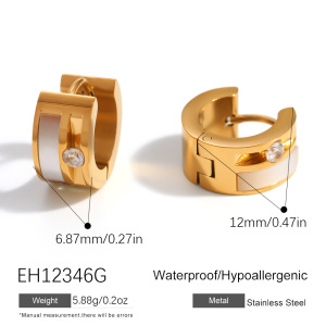 Boucles D'Oreilles Créoles Pour Femmes, Style Cercle Simple, En Acier Inoxydable Étanche, Couleur Or, Collection Luxuious Series h5 