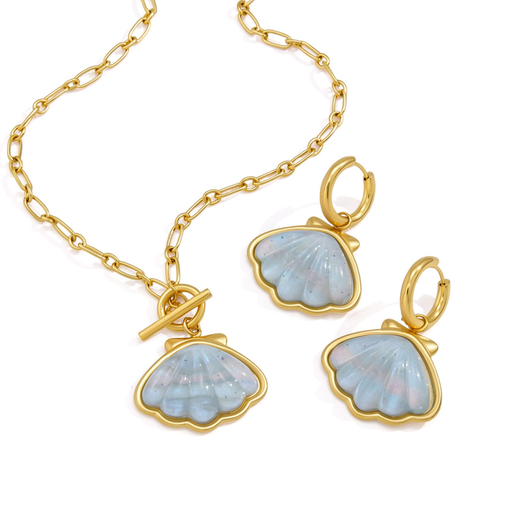 Colliers Pendentifs Pour Femmes, Collection Romantique Sweet Shell, En Acier Inoxydable Étanche, Couleur Or Image5