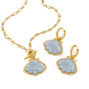 Colliers Pendentifs Pour Femmes, Collection Romantique Sweet Shell, En Acier Inoxydable Étanche, Couleur Or h5 Image5