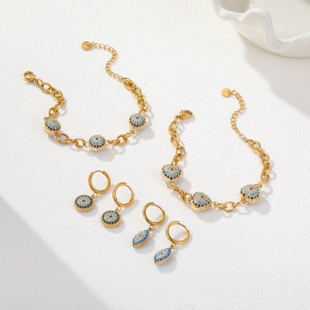 Ensembles De Bijoux Pour Femmes Simple Series Daily Circle En Acier Inoxydable Étanche Couleur Or Image3