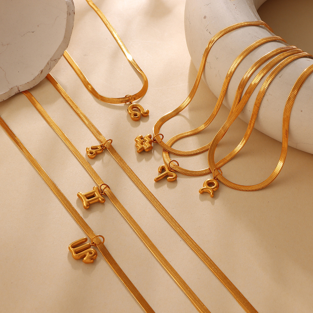 Colliers Pendentifs Pour Femmes Simple Series Daily Constellation En Acier Inoxydable Étanche Couleur Or Image4