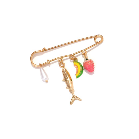 Broches en alliage de poissons multicolores style océanique de la série Simple Daily Fruit 2