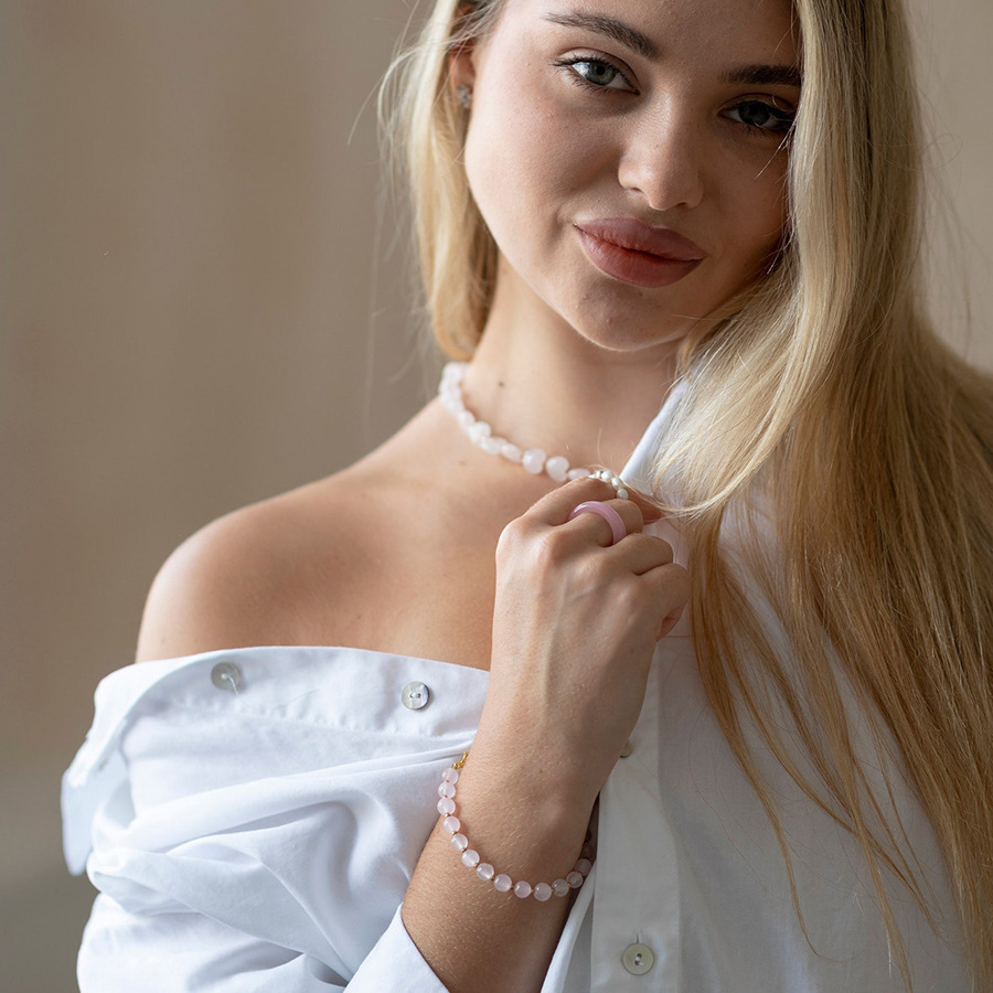 Ensembles De Colliers Pour Femmes En Pierres Naturelles Et Motif Cœur Simple Image4