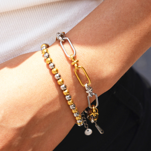 Ensembles De Bracelets Simple Series Daily Shape En Acier Inoxydable Étanche Couleur Or h5 Image6