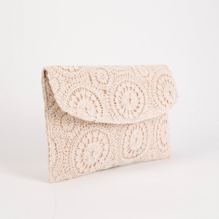 Sac carré pour femme en coton uni ajouré, orné de fleurs brodées, style décontracté 2