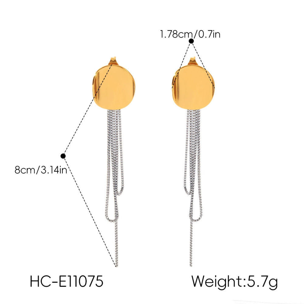 Boucles D'Oreilles Pendantes Pour Femme, Style Géométrique, Avec Pompon Rond, En Acier Inoxydable Étanche, Couleur Or. Image2