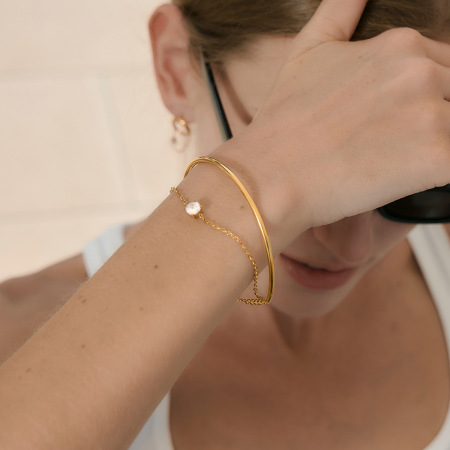 Bracelets à maillons simples en acier inoxydable étanche couleur or pour femmes 2