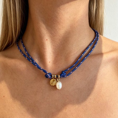 Colliers tressés pour femmes, style océanique, en corde tressée dorée et perles