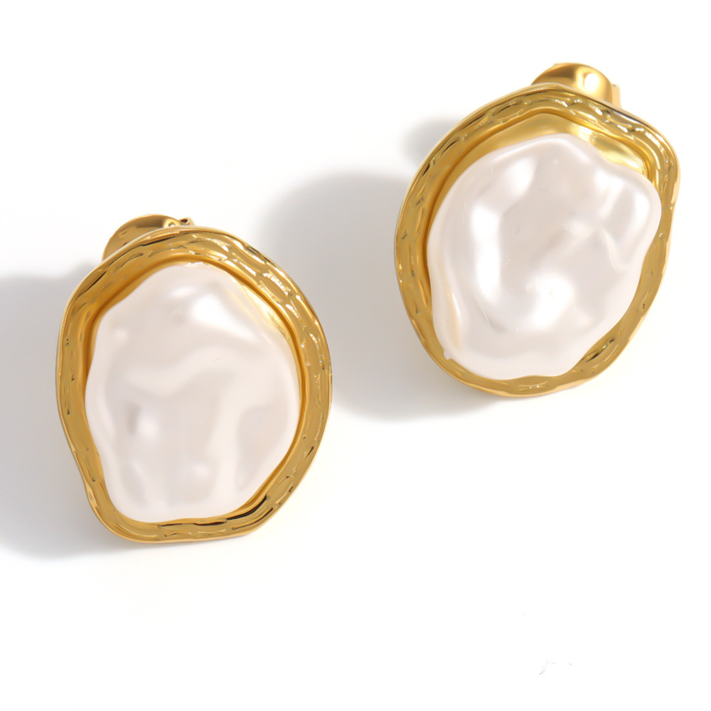 Boucles D'Oreilles Puces Pour Femmes, Élégantes, De Forme Irrégulière, En Acier Inoxydable, Étanches, De La Collection Simple Series h5Image4