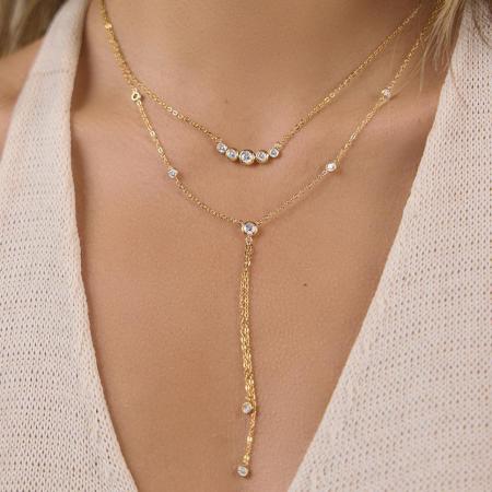 Colliers superposés pour femmes, collection Simple Series Daily Tassel Chain, en acier inoxydable, couleur or, avec zircon, étanches.