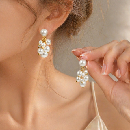 Boucles d'oreilles pendantes pour femmes, forme irrégulière, en acier inoxydable, étanches, de la collection Simple Series Daily