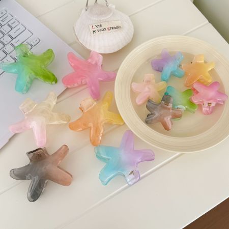 Pinces à cheveux en plastique dégradé de couleur étoile de mer, collection romantique quotidienne