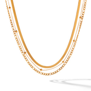 Colliers Superposés Pour Femmes, En Acier Inoxydable, Couleur Or, Étanches, De La Collection Simple Series Daily Chain h5 Image6