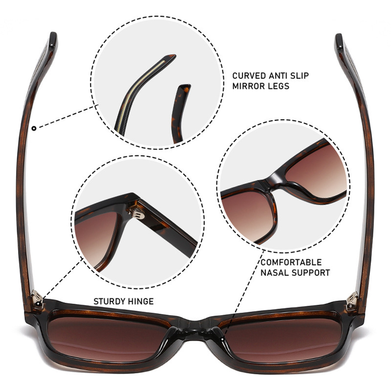 Lunettes De Soleil Unisexes Simple Series, Décontractées, Unies, À Imprimé Léopard Dégradé, Couleur Unie. h5Image4