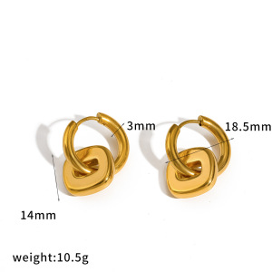 Boucles D'Oreilles Pendantes Pour Femmes, Forme Rectangulaire, En Acier Inoxydable Étanche, Couleur Or, Collection Simple Series h5